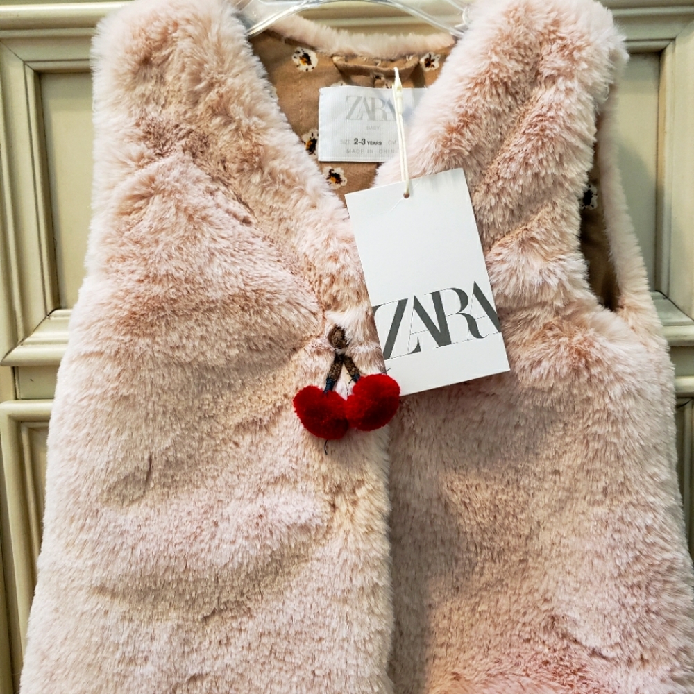 Zara Toddler Faux Fur Pink Vest Size 2/3